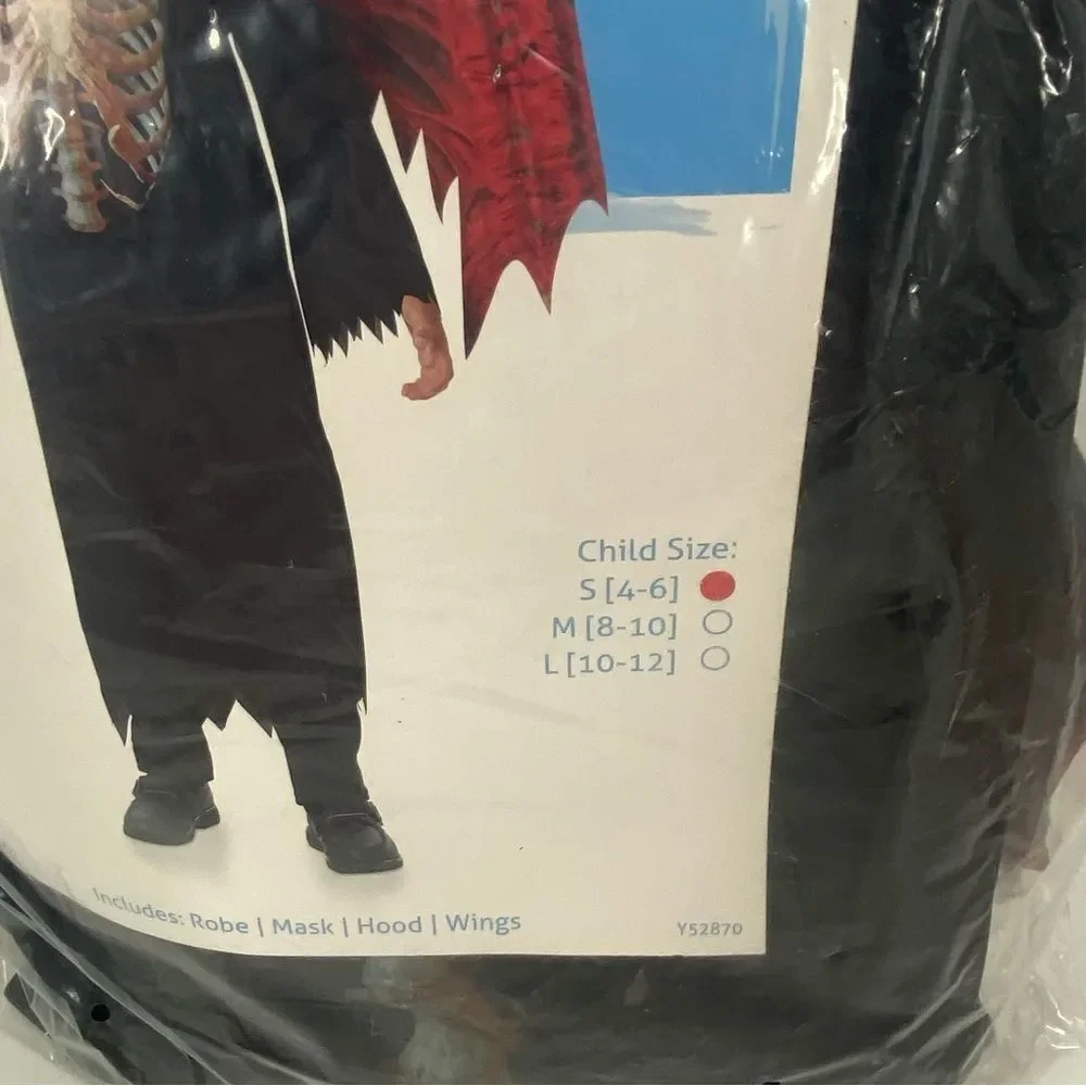 Kid’s Halloween Costume Winged Reaper Kids Costume - Black and Red size S